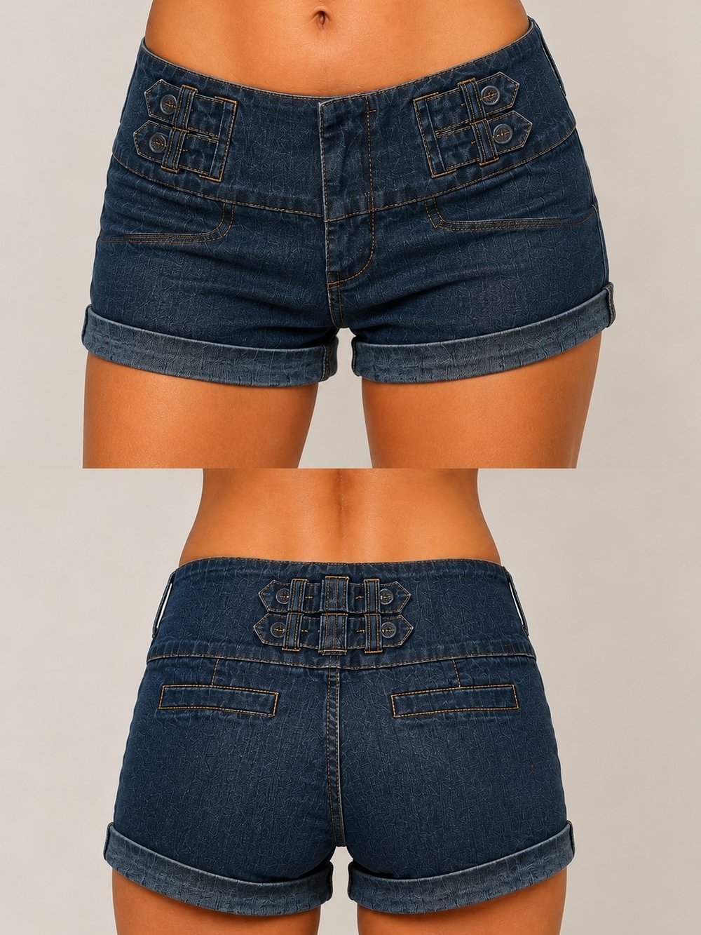 Y2K BOOM BOOM Denim Shorts – Size 1 Dark Blue